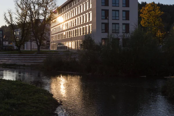 Architektura Detaily Fasád Budov Historickém Městě Jižního Německa Říjnu Podzimní — Stock fotografie