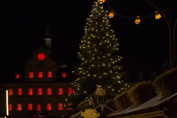 Árvore Natal Mercado Novembro Sul Cidade Histórica Alemã Perto Munique — Fotografia de Stock