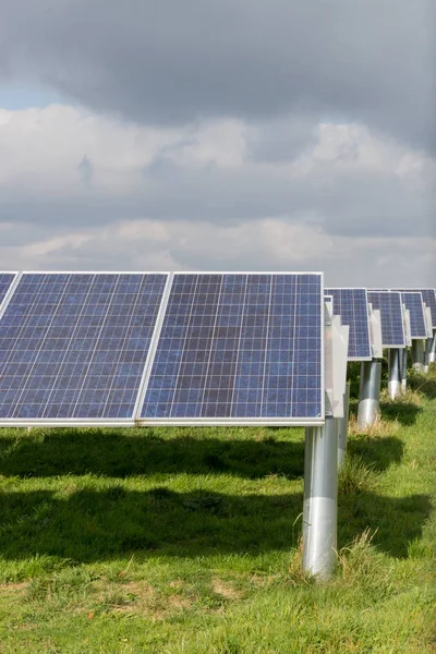 Photovoltaic Area Panel Mounted Aluminium Stands Sunny Day Autumn South Stock Photo