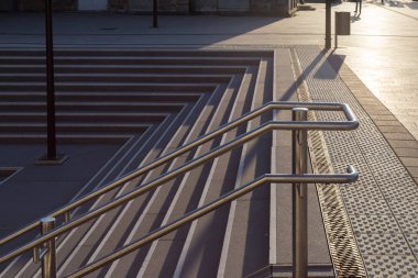 bir Ağustos sabahı trainstation stuttgart yakınındaki Güney Almanya'da, merdiven