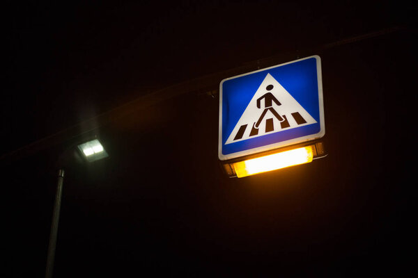 traffic symbols in the dark november evening in south germany near city of munich and stuttgart