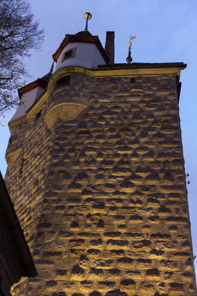 Západ Slunce Město Světel Symboly Historickou Část Města Jako Staré — Stock fotografie