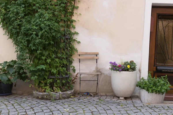 Einer Historischen Stadt Bayern Süddeutschland Sieht Man Sommer Gebäude Und — Stockfoto