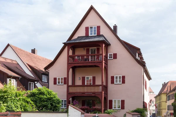 Historické Město Bavorsko Jižním Německu Létě Staré Dřevěné Dřevostavba Okny — Stock fotografie