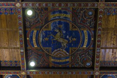 Güney Almanya şehir schwaebisch gmuend tarihi bir kilisede ayrıntılarını Roma mimarisi