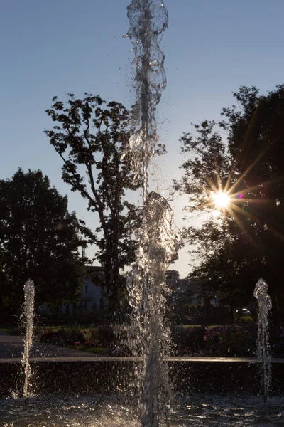 Spring Fountain Morning Sunshine — Stock Photo, Image