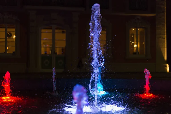 Colorful Water Fountain Night Park Historical City South Germany Beginning — Stock Photo, Image