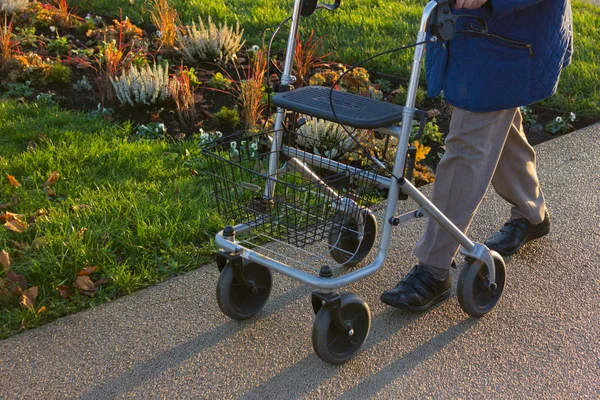 Rollator Старший Леді Сільській Місцевості Історичне Місто Південної Німеччини — стокове фото