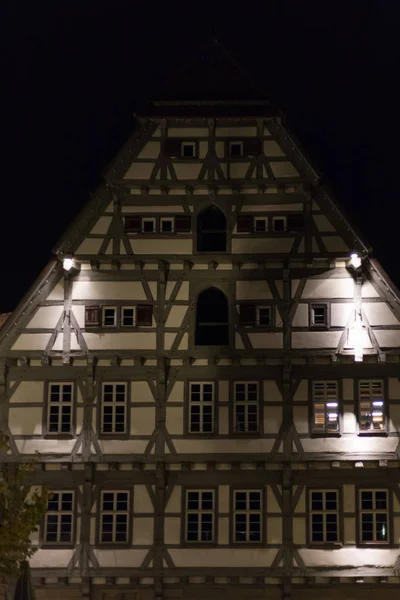 Ahşap Çerçeve Windows Ile Lambalar Güney Almanya City Stuttgart Town — Stok fotoğraf