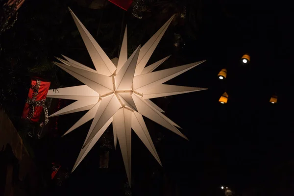 Decorazione Stella Natale Mercato Nel Novembre Sud Città Storica Tedesca — Foto Stock