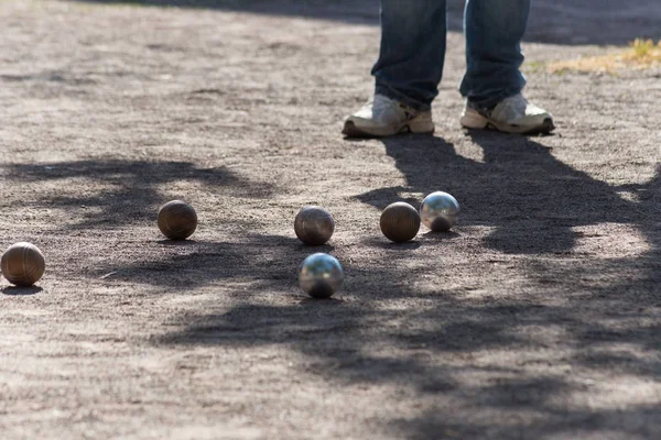 Pessoas Brincando Com Bolas Metálicas Sul Alemanha — Fotografia de Stock