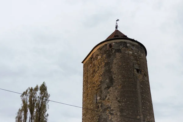 Фасади Будівель Історичне Місто Південній Німеччині Паркани Дахів Зроблені Скла — стокове фото