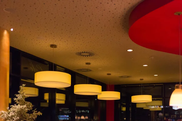 Red Ceiling Lamps Cafe Germany — Stock Photo, Image