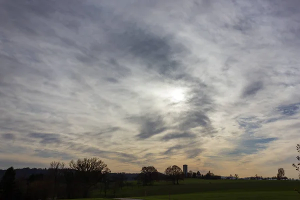 Cielo Foehn Nubes Otoño Mes Noviembre Sur Alemania Campo Cerca —  Fotos de Stock