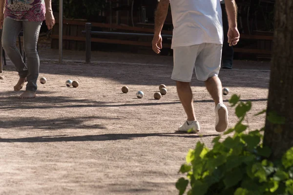 Pessoas Brincando Com Bolas Metálicas Sul Alemanha — Fotografia de Stock