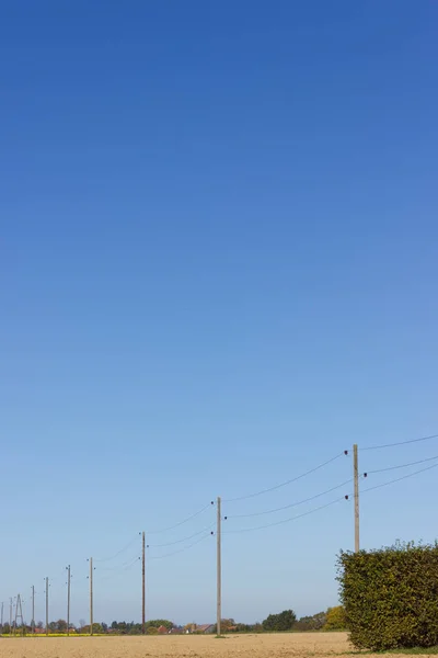 Telegraph Pole Bikeway White Tower Plain Field Wide Horizon View — Stock Photo, Image