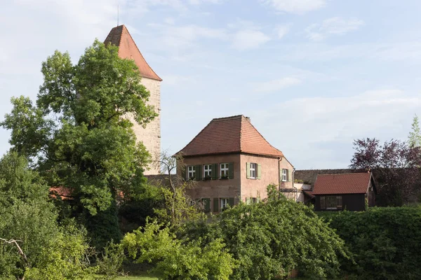 Историческом Городе Бавария Южной Германии Летом Старые Башни Крыши Лампами — стоковое фото