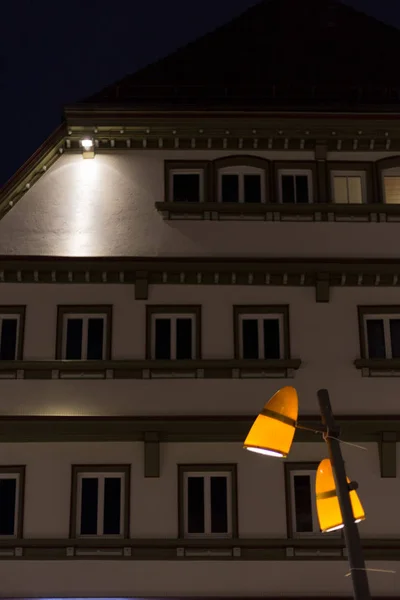 Lumières Ville Nuit Avec Des Façades Architecture Marché Dans Une — Photo