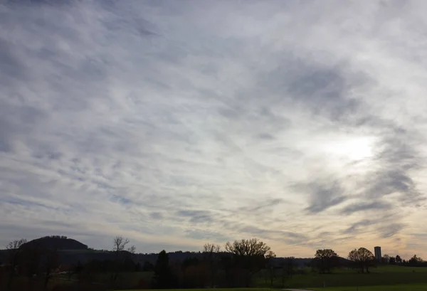 Föhnhimmel Und Wolken Herbstmonat November Süddeutschen Raum Der Nähe Der — Stockfoto