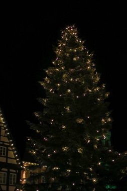 Noel neon ışıkları yıldızlar ve Noel ağaçları içinde tarihi kent çarşı Güney Almanya'da Aralık burada Münih şehir ve stuttgart yol açtı