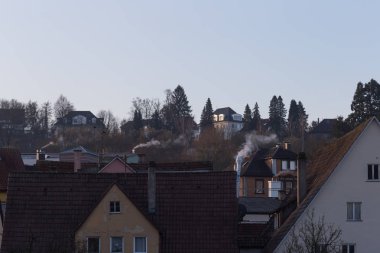 duman bacaları, Güney Almanya doğu İlkbahar, tarihi binalar