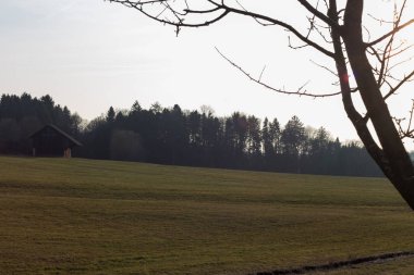 erken ilkbahar günbatımı manzara Güney Almanya'da kırsal kırsal