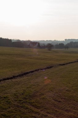 erken ilkbahar günbatımı manzara Güney Almanya'da kırsal kırsal
