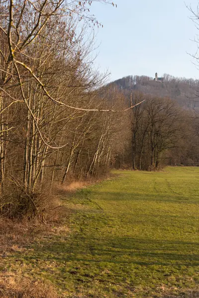 Early Springtime Sunset Landscape Rural Countryside South Germany — Stock Photo, Image