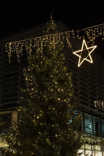 Árbol Adviento Navidad Decoración Mercado Histórico Ciudad Del Sur Alemania — Foto de Stock