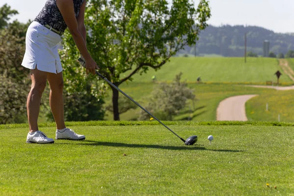 Golf Lejátszó Természetesen Szép Zöld Napsütés Tavasz Déli Németország Vidéken — Stock Fotó