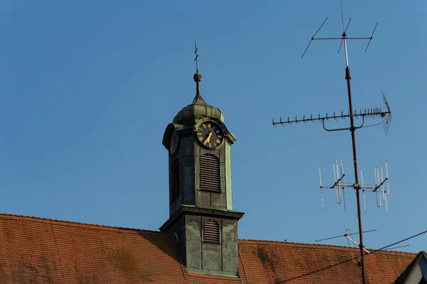 Antenne Daken Van Historische Gebouwen Een Zonnige Lente Prettige Vakantie — Stockfoto