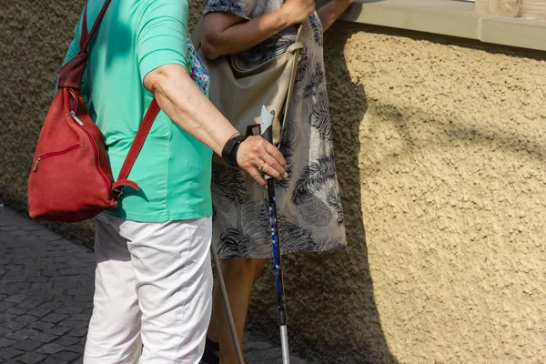 Senior Ladies Walking Together Tourist Sticks Southern Germany — Stock Photo, Image