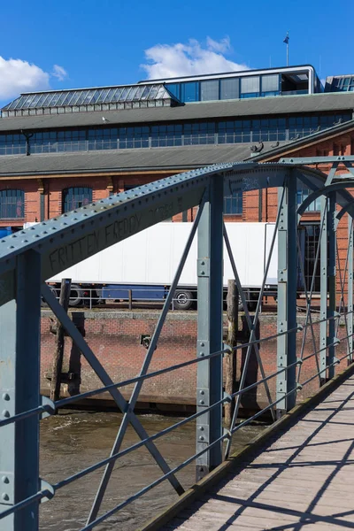 Hamburger Fischmarkt Architektur Fassaden Details Und Blauer Himmel Einem Frühlingshaft — Stockfoto