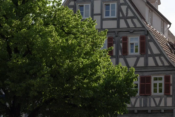 Rámec Města Fasády Jižním Německu Historické Město Jménem Schorndorf Poblíž — Stock fotografie