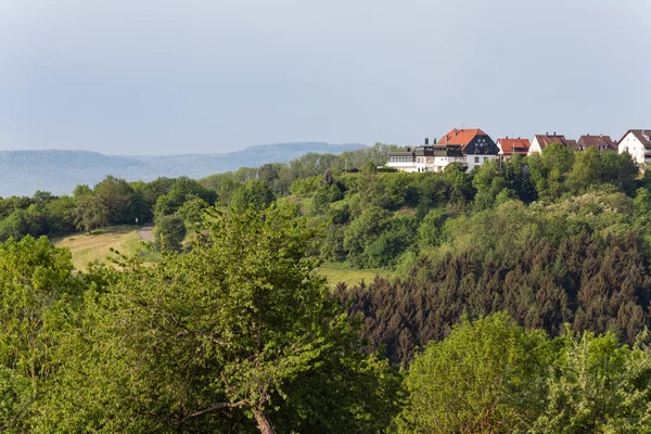Krajina Jarní Horské Vesnice Les Jižním Německu — Stock fotografie