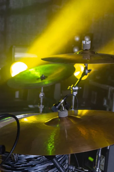 Drums Stage Orange Yellow Colors Lamps — Stock Photo, Image