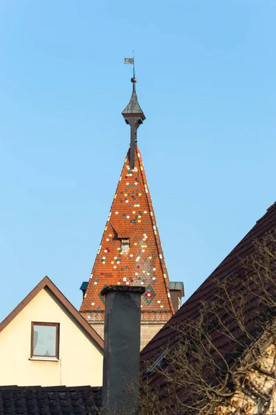 Romantik Görünümü Kilisesi Çatı Içinde Tarihi Kent Schwaebisch Gmuend Güney — Stok fotoğraf