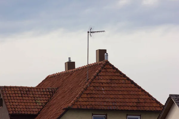 Antenne Auf Dem Dach Eines Historischen Altbaus Osterfrühling Süddeutschland — Stockfoto