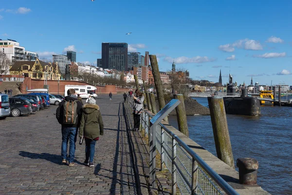 Hamburg Docks Anlagen Und Schiffe Frühlingsmärsch Nachmittagssonne Strahlend Mit Blauem — Stockfoto