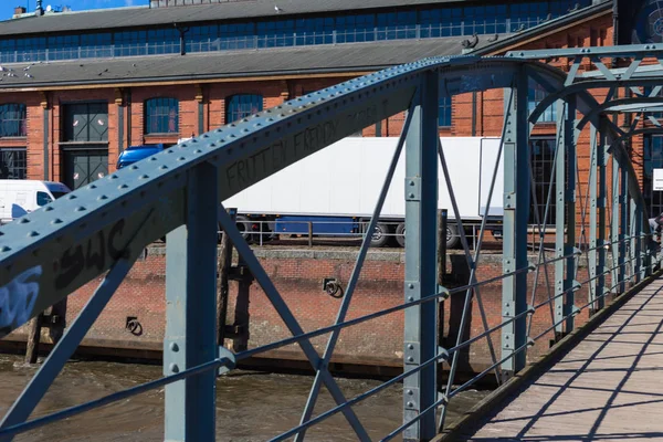 Hamburger Fischmarkt Architektur Fassaden Details Und Blauer Himmel Einem Frühlingshaft — Stockfoto