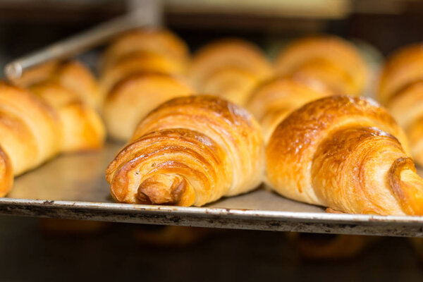 baking pastries and bread in an oven with gold brown delicious colors at a bakery in south germany