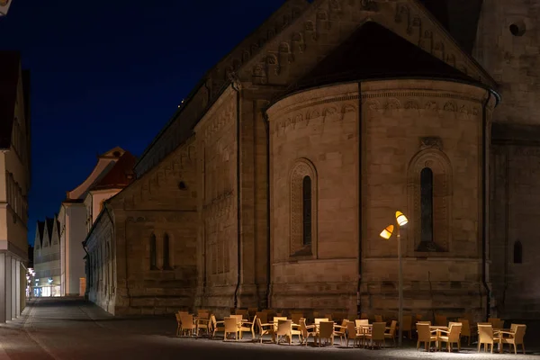 Iglesia Católica Tarde Hora Azul Ciudad Histórica Schwaebisch Gmuend Sur — Foto de Stock