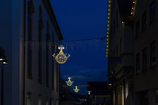 Variaciones Lustre Mercado Navidad Hora Azul Diciembre Advenimiento Una Ciudad — Foto de Stock