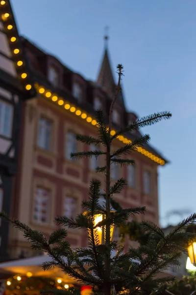 Adornos Navidad Mercado Navidad Advenimiento Alemania Diciembre Noche Invierno — Foto de Stock