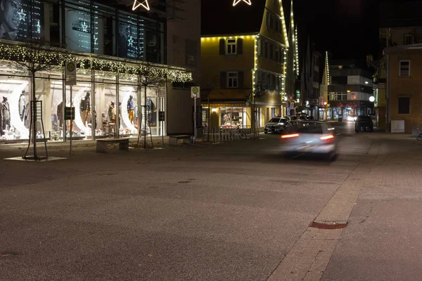 Shopping Gatan Trafik Med Xmas Jul Advent Dekoration Historisk Stad — Stockfoto
