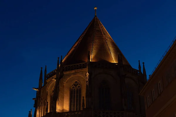 Iglesia Católica Tarde Hora Azul Ciudad Histórica Schwaebisch Gmuend Sur — Foto de Stock