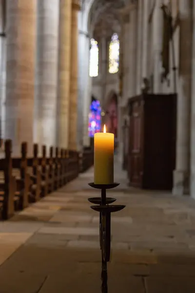 Luz Velas Igreja Nave Altar Cidade Histórica Sul Alemanha Cidade — Fotografia de Stock