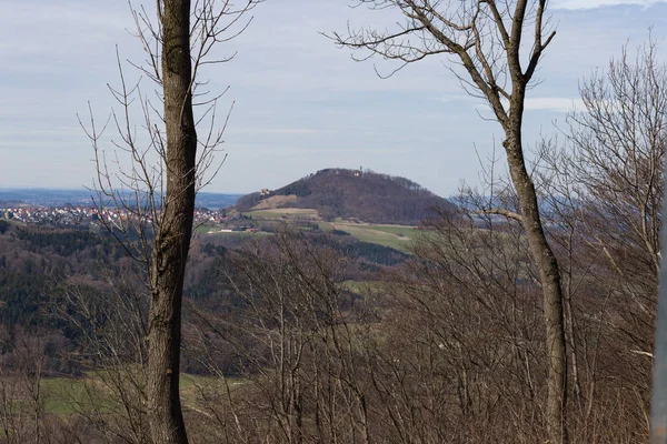 Ορεινό Τοπίο Στη Νότια Γερμανία Πάσχα Άνοιξη Μια Ημέρα Γαλάζιο — Φωτογραφία Αρχείου