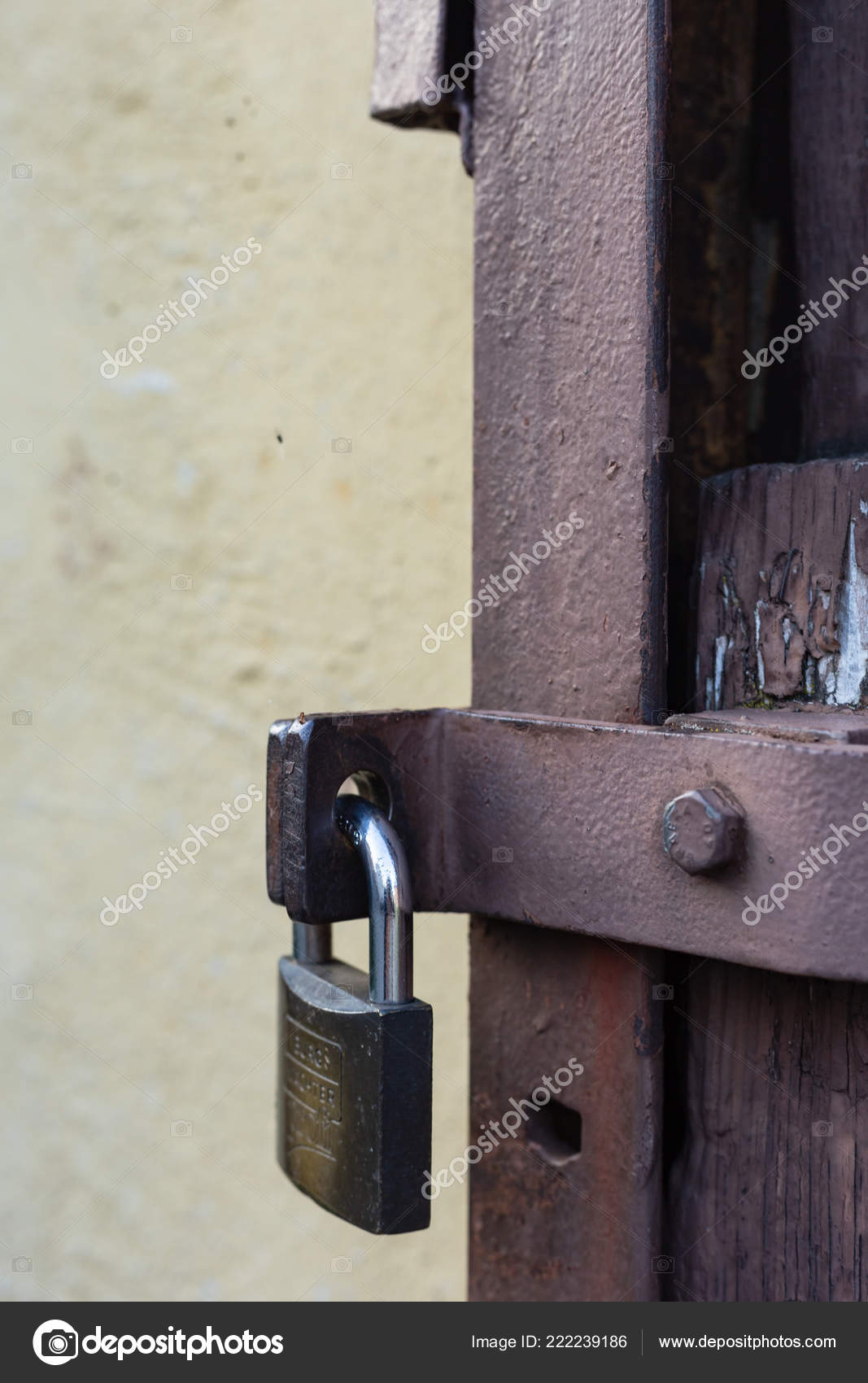 Safety Lock Vintage Door Bar Historical City Backyard Area Stock