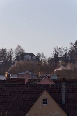 duman bacaları, Güney Almanya doğu İlkbahar, tarihi binalar